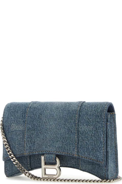 Gifts For Her for Women Balenciaga Embroidered Denim Hourglass Wallet