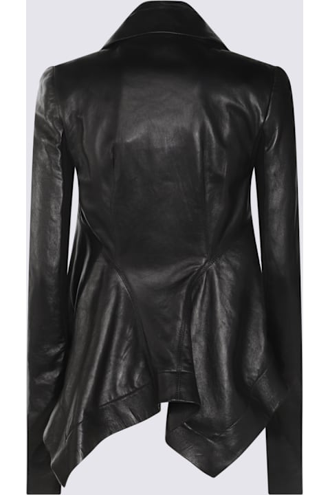 Rick Owens معاطف وجواكت لـ السيدات Rick Owens Black Leather Jacket