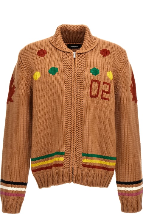 Sweaters for Men Dsquared2 Jacquard Wool Cardigan