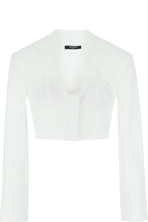 Clothing for Women Balmain White Poplin Shirt