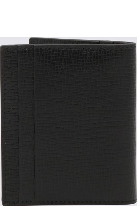 Ferragamo Wallets for Men Ferragamo Black Leather Custom Metal Plate Card Holder