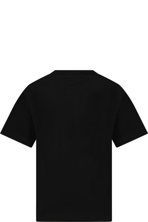 Black T-shirt For Kids With Double Ff