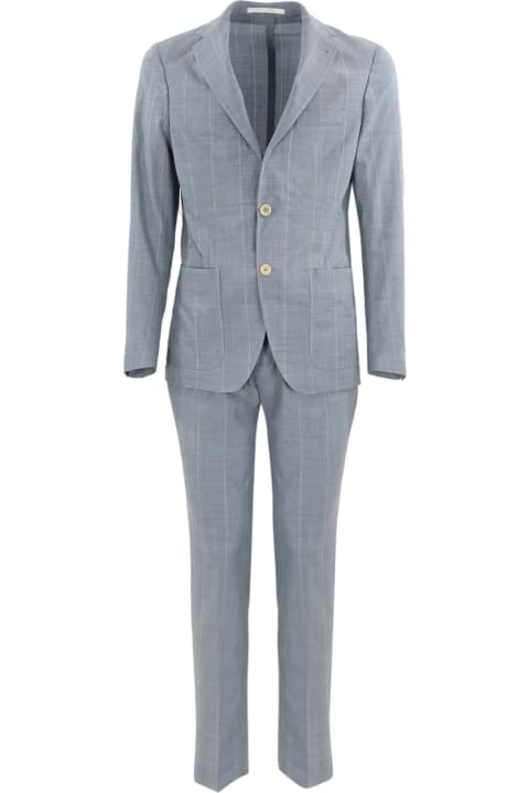 Eleventy Suits for Men Eleventy Single-breasted Light Blue Pinstripe Suit