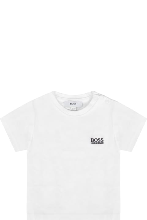 T-Shirts & Polo Shirts for Baby Girls Hugo Boss White T-shirt For Baby Boy With Blue Logo
