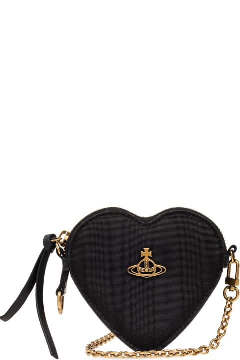 Vivienne Westwood Shoulder Bags for Women Vivienne Westwood Moire Heart Orb-plaque Mini Crossbody Bag