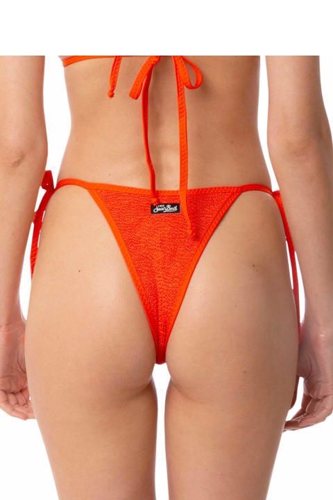 Underwear & Nightwear for Women MC2 Saint Barth Woman Orange Crinkle Cheeky Swim Briefs