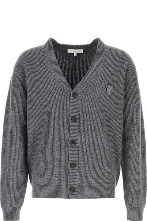 Maison Kitsuné Sweaters for Men Maison Kitsuné Bold Fox Head Patch Comfort Ribbed Cardigan