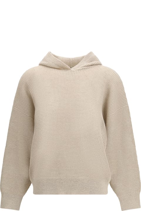 Brunello Cucinelli for Kids Brunello Cucinelli Sparkling Net Cotton Hooded Sweatshirt
