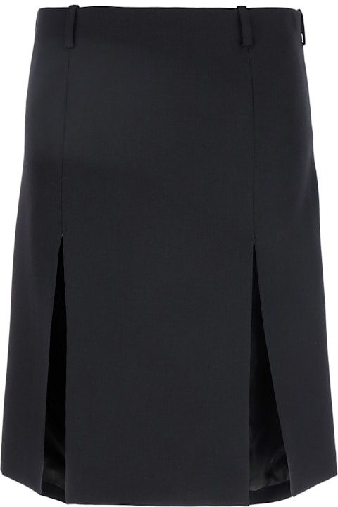 The Attico Skirts for Women The Attico Black Skirt With Two Front Slits And Logo Plaque On The Rear In Wool Woman