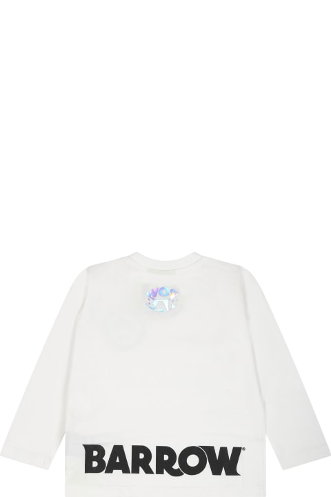 ベビーガールズ トップス Barrow White T-shirt For Baby Kids With Logo And Smiley