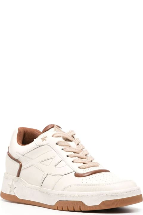 Fashion for Women Ash White And Beige Calf Leather Sneakers