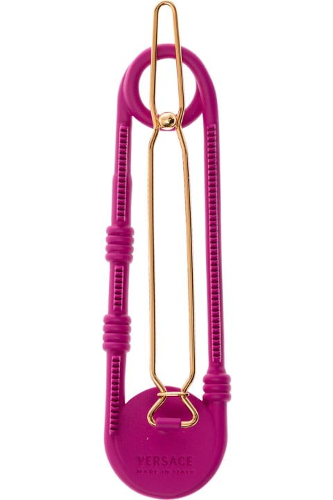 Versace Woman's Medusa Pink Lacquered Metal  Brooch