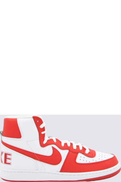 メンズ シューズ Comme des Garçons White And Red Leather Sneakers