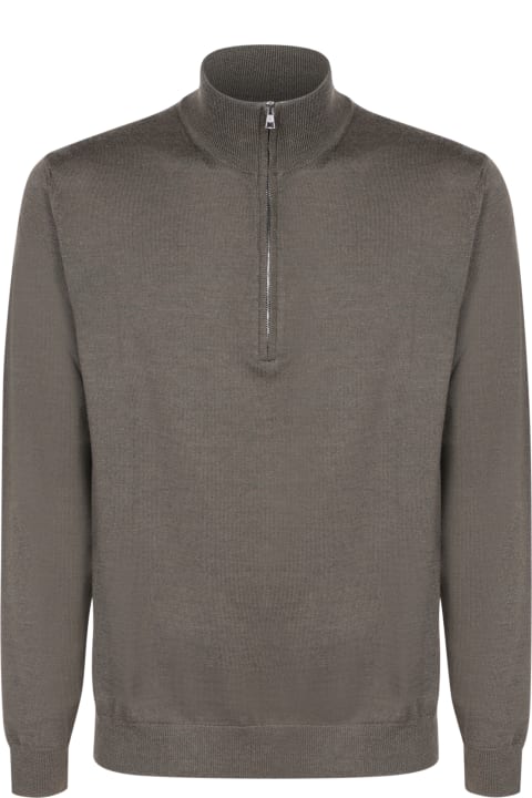 Zanone Fleeces & Tracksuits for Men Zanone Mid-zip Military Green Pullover