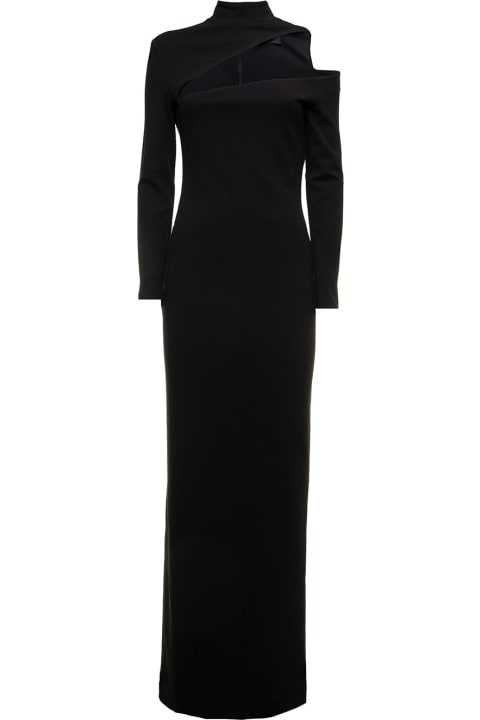 The Ares Black Maxi Dress With Graphic Shoulder Cut-out Solace London Donna