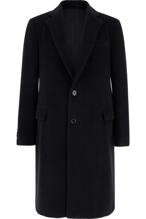 Lardini Coats & Jackets for Men Lardini Black Single-breasted Coat With Notched Revers In Wool Blend Man