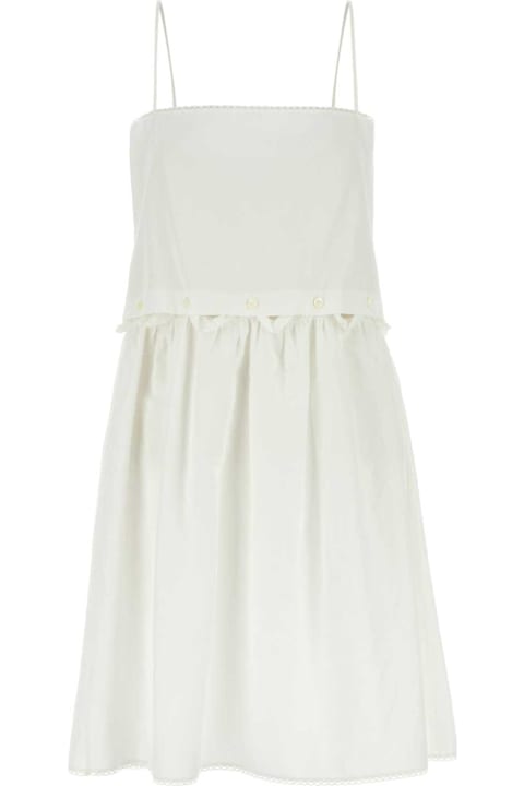 ウィメンズ ワンピース＆ドレス Miu Miu White Poplin Mini Dress