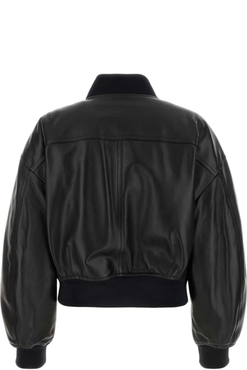 ウィメンズ Gucciのウェア Gucci Black Leather Bomber Jacket