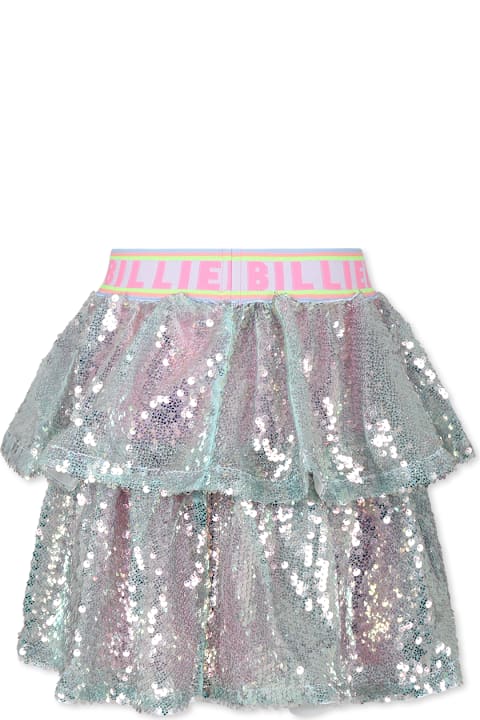 Bottoms for Girls Billieblush Silver Skirt For Girl With Logo