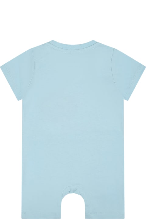 Bodysuits & Sets for Baby Boys Stella McCartney Kids Light Blue Romper For Baby Boy With Hammerhead Shark Print