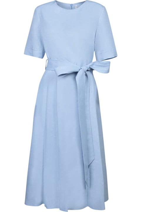 Parosh for Women Parosh Parosh Powder Blue Viscose Linen Midi Dress