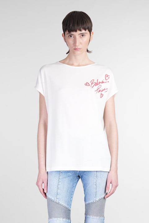 Balmain Clothing for Women Balmain T-shirt In Beige Wool And Polyester