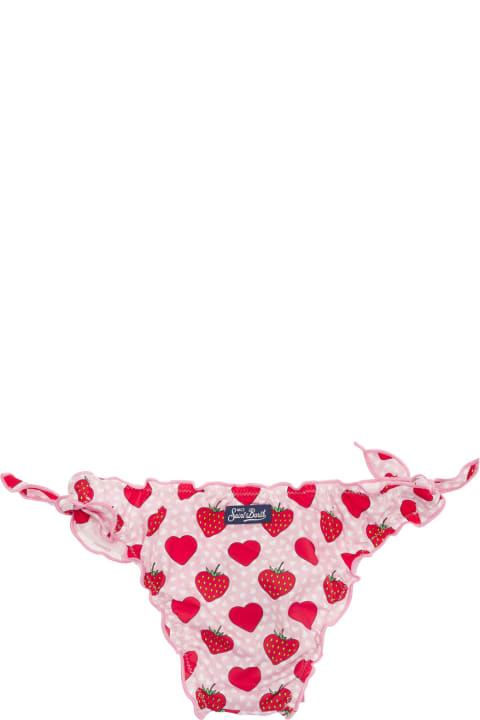 Fashion for Kids MC2 Saint Barth Pink And Red Bikini Bottom With Strawberry Print In Stretch Fabric Girl