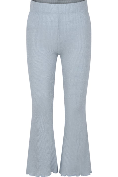 Caffe' d'Orzo Bottoms for Girls Caffe' d'Orzo Light Blue Trousers For Girl With Lurex