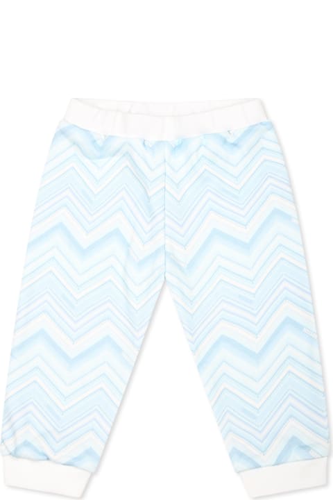 Missoni for Kids Missoni Light Blue Trousers For Baby Boy With Chevron Pattern