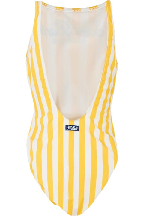 Homeware MC2 Saint Barth Yellow One-piece Swimsuit For Girl With Logo