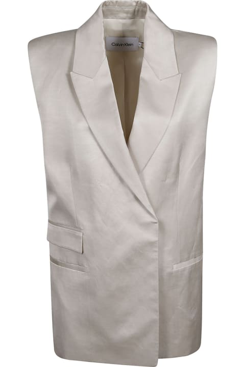 ウィメンズ Calvin Kleinのコート＆ジャケット Calvin Klein Shiny Viscose Tailored Vest