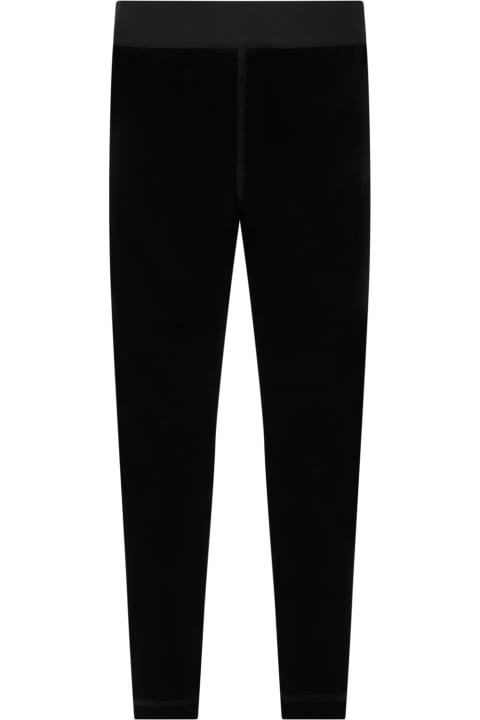 Black Trousers For Girl With White Logo