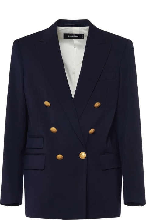 Navy Blue Wool Twill Jacket
