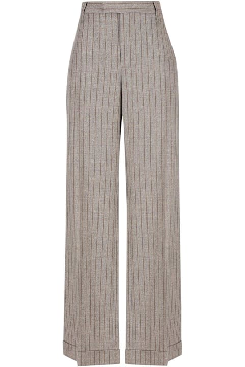 Brunello Cucinelli for Women Brunello Cucinelli Embellished Striped Loose Flared Trousers