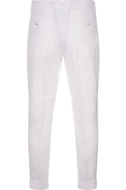 Hugo Boss for Men Hugo Boss Relaxed Fit Trousers In White Wrinkle Resistant Linen