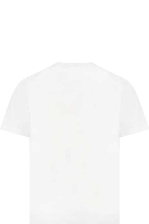 White T-shirt For Kids With Mona Lisa And Logo
