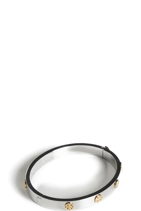 ウィメンズ ブレスレット Tory Burch Steel Bracelet With Contrasting Logo