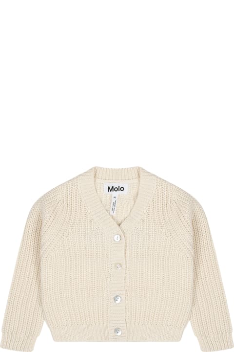 Molo Sweaters & Sweatshirts for Baby Boys Molo Beige Cardigan For Kids With Logo