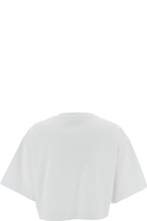 ウィメンズ Dolce & Gabbanaのトップス Dolce & Gabbana White Crewneck T-shirt With Dg Logo Ptint In Cotton Woman