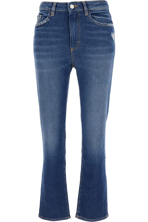 Homeware Icon Denim Blue Flared Jeans With Logo Patch On The Rear And Logo Detail On The Rear In Denim Woman
