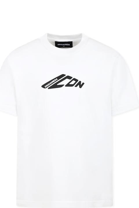 Homeware Dsquared2 White T-shirt For Boy With Black Logo