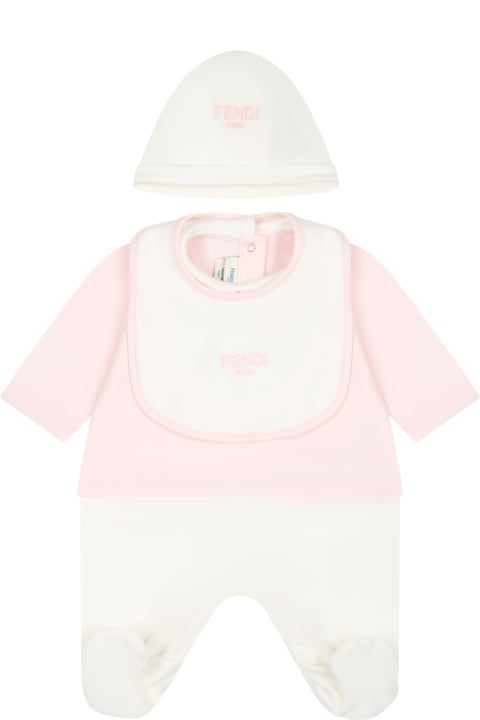 Pink Set For Baby Girl With Logo