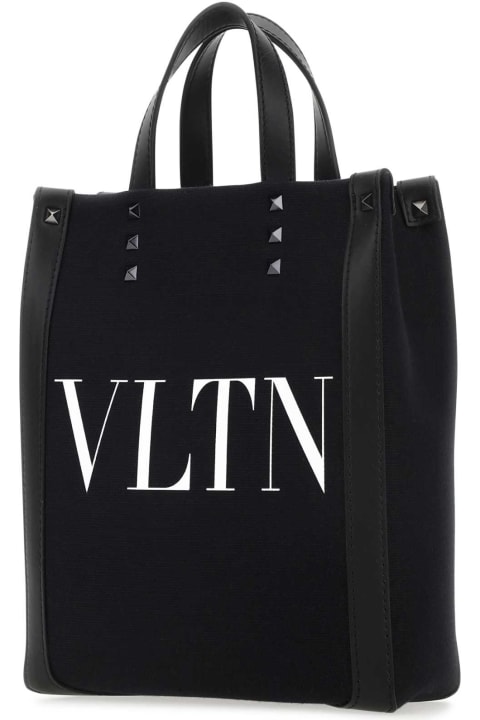 Valentino Garavani for Men Valentino Garavani Black Canvas Mini Vltn Ecolab Shopping Bag