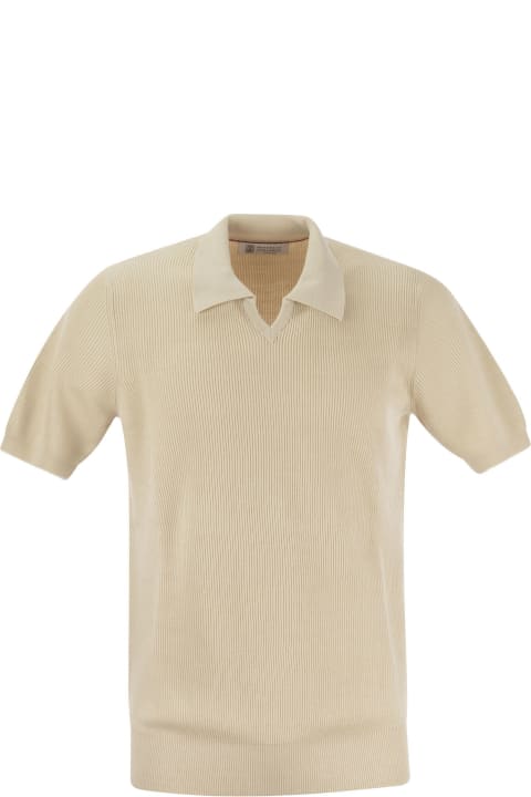 Topwear for Men Brunello Cucinelli Cotton Rib Knit Polo Shirt