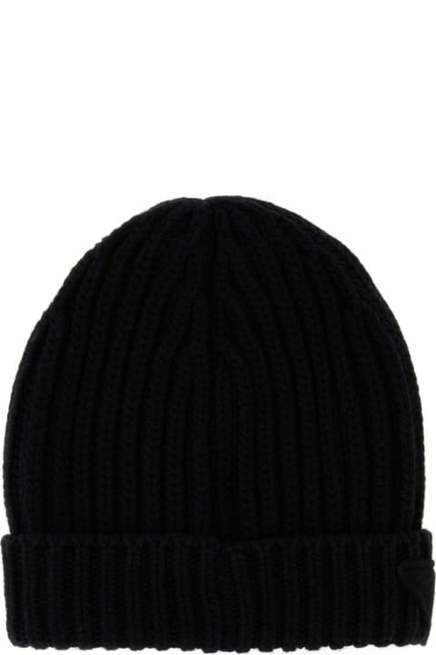 Prada Hats for Women Prada Black Wool Blend Beanie Hat