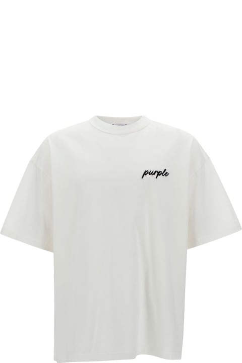 Purple Brand Clothing for Men Purple Brand White Oversized T-shirt With Logo Lettering Print In Cotton Man