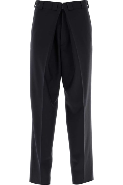 Pants for Men Givenchy Midnight Blue Wool Blend Wide-leg Pant