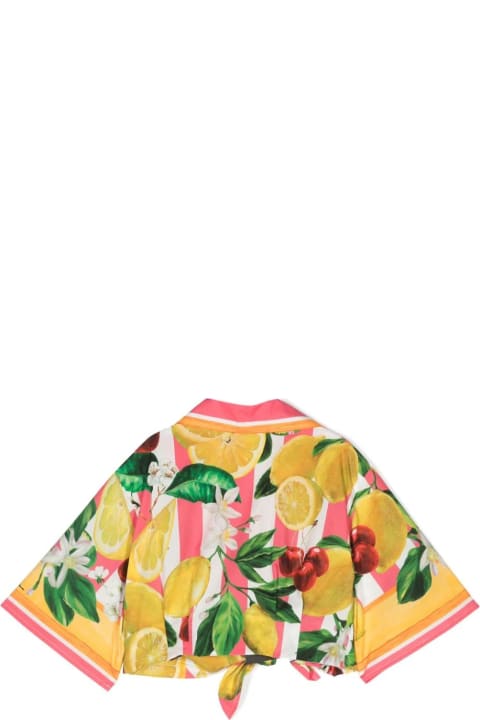 Dolce & Gabbanaのガールズ Dolce & Gabbana Cropped Shirt With Lemon And Cherry Print