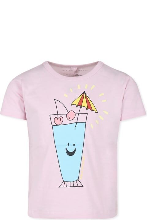 Stella McCartney Kids Topwear for Boys Stella McCartney Kids Pink T-shirt For Girl With Cocktail Print