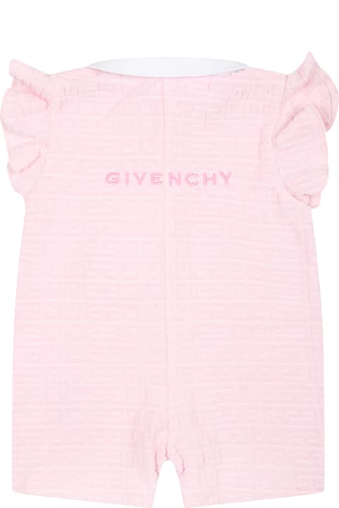 Bodysuits & Sets for Baby Girls Givenchy Pink Romper For Baby Girl With Logo